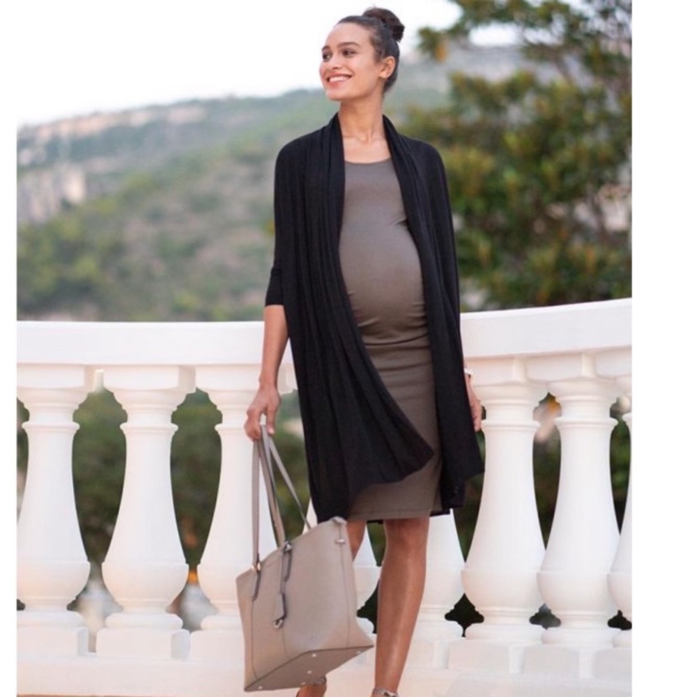 Seraphine -Clarabelle Drape Maternity Cardigan in Black